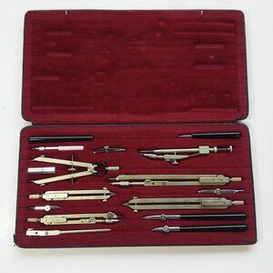 Vintage Drafting Technical Drawing Instruments Compass Set Richter Kopernikus XI